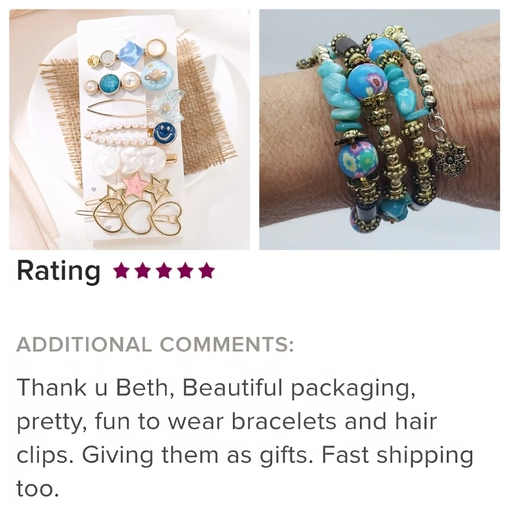 7 Piece Barrette Set, Hearts, Stars, Smiley Face & More